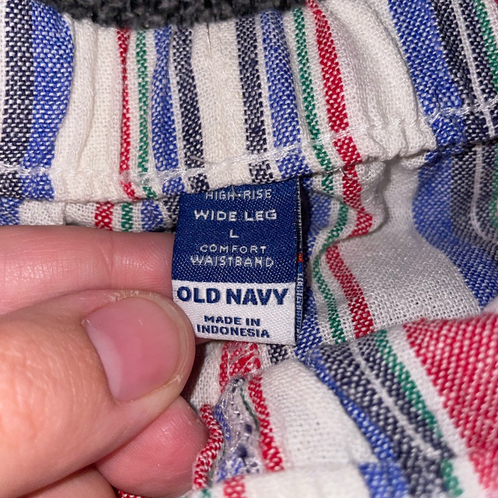 NWT Old Navy Multicolor Striped Linen Pants - Picture 3 of 3
